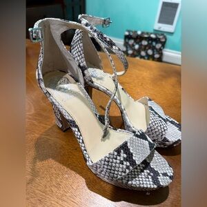 Vince Camuto Snakeskin Heels - Black and Cream